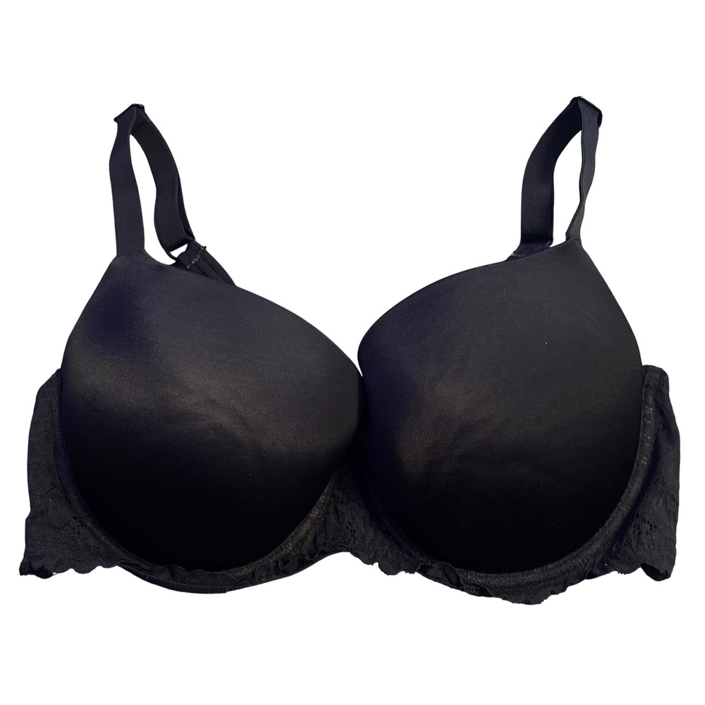 Auden Lace Push-Up Demi Bra Black Molded Underwire Adjustable Straps 36DD